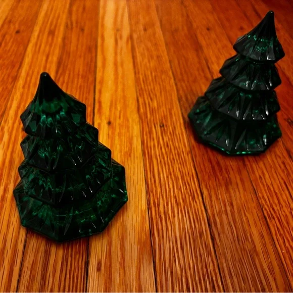 nachtmann riedel glassworks crystal green christmas trees set 2 made in germany - Picture 2 of 3